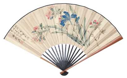 费丹旭 殷树柏 癸卯（1843年）作 花卉 书法 成扇